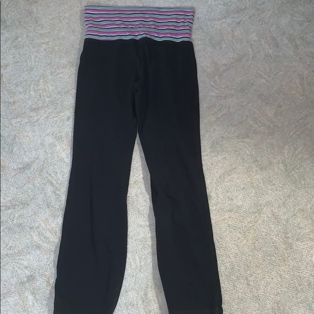 Black Track Pants with a Rainbow Waistband